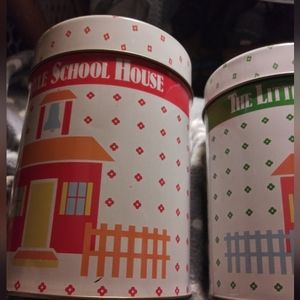 Vintage 70s " The Little Schoolhouse " nesting canister set